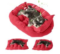 PETCUTE Ortopédica Camas Perro Grande,Multifuncional Cama para Perros,Colchoneta Perro Antideslizante,Cama para Mascotas Lavable a Máquina,Tres Formas Rojo M
