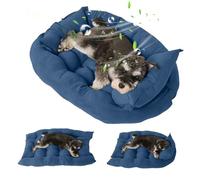 PETCUTE Ortopédica Camas Perro Grande,Multifuncional Cama para Perros,Colchoneta Perro Antideslizante,Cama para Mascotas Lavable a Máquina,Tres Formas Azul Marino S