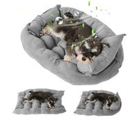 PETCUTE Ortopédica Camas Perro Grande,Multifuncional Cama para Perros,Colchoneta Perro Antideslizante,Cama para Mascotas Lavable a Máquina,Tres Formas Gris M