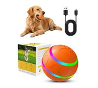 PETCUTE Pelota Interactiva para Perros, Pelota Rodante Automática con Luces LED, Juguete Divertido y Recargable para Perros, Gatos y Gatitos,2 Modos,para Uso en Interiores y Exteriores,Naranja