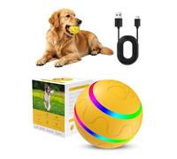 PETCUTE Pelota Interactiva para Perros, Pelota Rodante Automática con Luces LED, Juguete Divertido y Recargable para Perros, Gatos y Gatitos,2 Modos,para Uso en Interiores y Exteriores,Amarillo