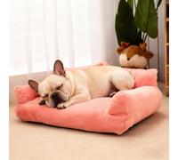 PETCUTE Sofá Esponjoso para Gatos y Perros, Sofá Cama Suave para Gatos con Base Antideslizante, Cama Calmante para Mascotas, Lavable,para Perros Pequeños y Medianos,Rosa,M