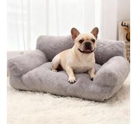 PETCUTE Sofá Esponjoso para Gatos y Perros, Sofá Cama Suave para Gatos con Base Antideslizante, Cama Calmante para Mascotas, Lavable,para Perros Pequeños y Medianos,Gris Claro,L