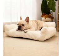 PETCUTE Sofá Esponjoso para Gatos y Perros, Sofá Cama Suave para Gatos con Base Antideslizante, Cama Calmante para Mascotas, Lavable,para Perros Pequeños y Medianos,Blanco,XL