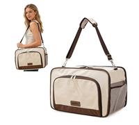 PETCUTE Transportín Extensible para Gato y Perro, Bolsa de Transporte Plegable y Transpirable, Bolsa Viaje para Gatos con Correa al Hombro y Cojín Lavable,Ideal para Automóvil/Compras/Aire Libre