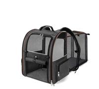 PETCUTE Transportin Extensible para Gato y Perro Pequeño,Mochila Plegable para Gatos con Arnés Interno y 4 Entradas,Mochila Transpirable para Mascotas con Alfombrilla Extraíble,Carga Máxima 8kg,Negro