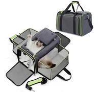 PETCUTE Transportín Extensible para Perros,Bolsa de Transporte Plegable para Gatos con Colchón Suave,Cinturón de Seguridad,Transportín Perro Pequeño,Ideal para Automóvil/Compras/Aire Libre