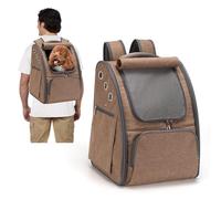 PETCUTE Transportin Gato Mochila Perro Pequeños Bolsa para Transportar Gatos Transpirable Viaje Mochila para Llevar Perros Gato Marrón