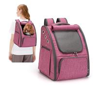 PETCUTE Transportin Gato Mochila Perro Pequeños Bolsa para Transportar Gatos Transpirable Viaje Mochila para Llevar Perros Gato Rojo