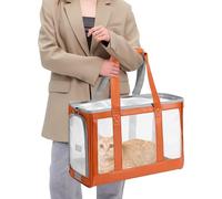 PETCUTE Transportín Gato Pequeño,Bolsa Transporte Mascotas con Correa de Seguridad Interior,Transpirable,Duradera,Bolsa Viaje Portátil para Mascotas,Colchón Suave,Transportín para Perros