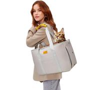 PETCUTE Transportin Gato Perro,Respirable Bolsos de Transporte para Perros con Correa de Seguridad Interior,Transportador de Viaje para Mascotas con Colchoneta Removible,Aerolínea Aprobada