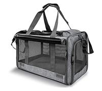PETCUTE Transportin Gato Perro,Transportador Plegable para Perros Aprobado por Aerolíneas,Transportín para Gatos con Correa De Hombro Ajustable y Tapete Extraíble,Viajar en Tren/Automóvil/Restaurante