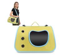 PETCUTE Transportín Gatos 7kg, Transportín para Perros con Correa de Hombro Ajustable,Bolsa Transporte Transpirable para Mascotas con Colchón Suave, Aerolínea Aprobada,Amarillo