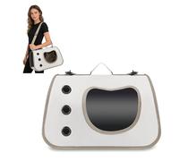 PETCUTE Transportín Gatos 7kg, Transportín para Perros con Correa de Hombro Ajustable,Bolsa Transporte Transpirable para Mascotas con Colchón Suave, Aerolínea Aprobada,Blanco