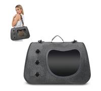 PETCUTE Transportín Gatos 7kg, Transportín para Perros con Correa de Hombro Ajustable,Bolsa Transporte Transpirable para Mascotas con Colchón Suave, Aerolínea Aprobada,Negro