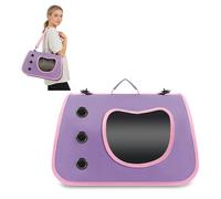PETCUTE Transportín Gatos 7kg, Transportín para Perros con Correa de Hombro Ajustable,Bolsa Transporte Transpirable para Mascotas con Colchón Suave, Aerolínea Aprobada,Morado