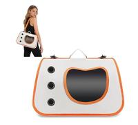 PETCUTE Transportín Gatos 7kg, Transportín para Perros con Correa de Hombro Ajustable,Bolsa Transporte Transpirable para Mascotas con Colchón Suave, Aerolínea Aprobada,Naranja