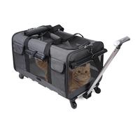 PETCUTE Transportín para Mascotas con Ruedas Carga de 17.5kg,Transpirable Transportador para Mascotas con Asa Telescópica,Plegable Transportín Perro Gato con Alfombrilla extraíble,Aerolínea Aprobada