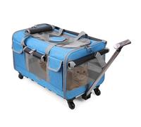 PETCUTE Transportín para Mascotas con Ruedas Carga de 17.5kg,Transpirable Transportador para Mascotas con Asa Telescópica,Plegable Transportín Perro Gato con Alfombrilla extraíble,Aerolínea Aprobada
