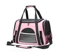 PETCUTE Transportín Perro Gato,Bolsa Transporte Plegable para Mascotas con Correa de Hombro Ajustable,Colchón Suave,Portador Transpirable de Viaje con Tira Reflectante,Aerolínea Aprobada,hasta 9 KG