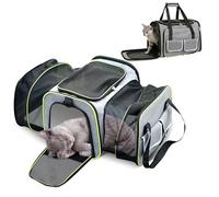 PETCUTE Transportín Perro Gato,Expandible Transportín para Perros,Bolsa Transporte Transpirable para Mascotas,Bolso Plegable de Viaje para Gatos con Colchón Suave y Bolsillos Laterales,S