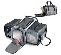 PETCUTE Transportín Perro Gato,Expandible Transportín para Perros,Bolsa Transporte Transpirable para Mascotas,Bolso Plegable de Viaje para Gatos con Colchón Suave y Bolsillos Laterales,S