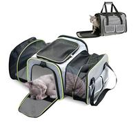 PETCUTE Transportín Perro Gato,Expandible Transportín para Perros,Bolsa Transporte Transpirable para Mascotas,Bolso Plegable de Viaje para Gatos con Colchón Suave y Bolsillos Laterales,M