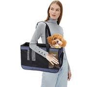 PETCUTE Transportín Perro Gato,Respirable Transporte de Gato con Correa de Seguridad Interior y Bolsill,Bolsa de Transporte para Mascotas con Colchón Suave,Aerolínea Aprobada Transportines para Perros