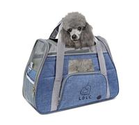 PETCUTE Transportín Perro Gato, Transpirable y Portátil Bolsa de Transporte para Mascotas,Portador de Viaje con Correa de Hombro Ajustable y Cinturón de Seguridad Interno para Tren/Coche/Avión