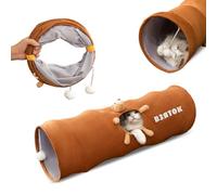 PETCUTE Túnel para Gatos Plegable con Pelota de Juego,Túnel de Juego Tubo para Gato con 1 Agujeros,Juguete para Todos los Gatos Cachorros de Conejo,Tunel Plegable para Mascotas,Marrón,S
