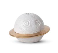 PETCUTE Urna Cenizas Perro,Forma del Planeta,Caja de Cerámica de Recuerdo de Urna para Mascotas,Urnas para Mascotas,Perros Pequeño,Gatos(Blanco+Dorado)