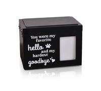 PETCUTE Urna Cenizas Perro Personalizadas, Urnas para Cenizas de Mascotas con Ranura para Fotos,Cerradura en Forma de U,Caja de Madera de Recuerdo de Urna para Perros