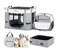 PETEASE Corralito portátil para gatos 2 en 1, jaula plegable para mascotas con caja de arena para conejo, cachorro, hámster, interior y exterior, jaula para gatos, tienda de campaña