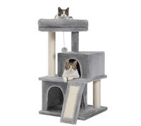 PETEPELA Árbol rascador para gatos con cuerda de sisal, tumbona de peluche, juguete para gatos, gris claro