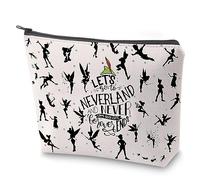 Peter - Bolsa de cosméticos de dibujos animados con texto en inglés "Lets Go to Neverland and Never Come Back Until Forever End", bolsa de maquillaje con cremallera, Hacia Neverland, No