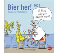 Peter Butschkow: Bier her Postkartenkalender 2025: Der lustige Kalender für Bierliebhaber, mit Butschkow-Cartoons zum Sammeln und Verschicken. Kleiner - Tischkalender im (16 x 17 cm)