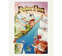 Peter PAN Impresión sobre Lienzo Imagen de los Personajes Volando, de 40 cm x 50 cm y Multicolor