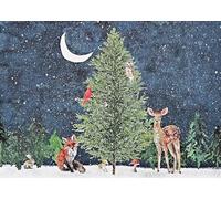 Peter Pauper Press Moonlit Forest Friends Deluxe Boxed Holiday Cards (20 cards, 21 self-sealing envelopes)