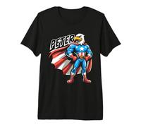 Peter USA Eagle - Superhéroe patriótico para niños con Nombre Peter Camiseta Premium