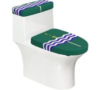 Peterborough - Juego de 2 fundas para tapa de inodoro y tapa de tanque de inodoro, diseño elástico de impresión completa, se adapta a la mayoría de inodoros