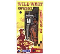 Peterkin-Wild-West Set 8 Tiros-Revolver + Cart, Color Plata, sin Talla (GONHER 201/0)