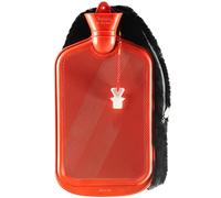 Peterpan Botella de agua caliente de goma de gran tamaño con cubierta de piel suave, 3 litros, sin BPA ni ftalatos, bolsa de agua caliente para alivio del dolor, cremallera gris