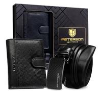 Peterson Set regalo: cartera cuero RFID + cinturón hombre hebilla con logo