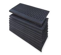 PETEX 10 Alfombrillas para escalones con Borde Angular de Goma para Interior y Exterior, 64,5 x 25 cm, Autoadhesivas, Antideslizantes, Color Negro