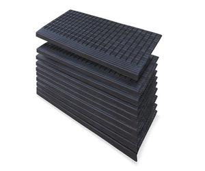 PETEX 10 Alfombrillas para escalones con Borde Angular de Goma para Interior y Exterior, 64,5 x 25 cm, Autoadhesivas, Antideslizantes, Color Negro