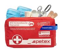 Petex 43930012 - Bolsa de Primeros Auxilios según DIN 13164, Color Rojo