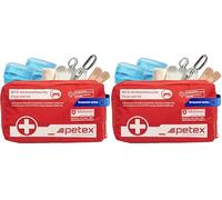 Petex 43930012 - Bolsa de Primeros Auxilios según DIN 13164, Color Rojo (Paquete de 2)