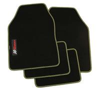 PETEX Alfombrillas universales de Carbono para Coche, 4 Piezas, Negro/Amarillo