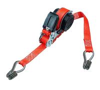 PETEX Correa tensora automática de carraca autoenrollable, 1 Pieza, 5 m x 25 mm, 350/700 Dan, Color Rojo, Doble Gancho Puntiagudo