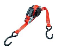 PETEX Correa tensora automática de carraca autoenrollable, 1 Pieza, 5 m x 25 mm, 350/700 Dan, Rojo, Gancho en S